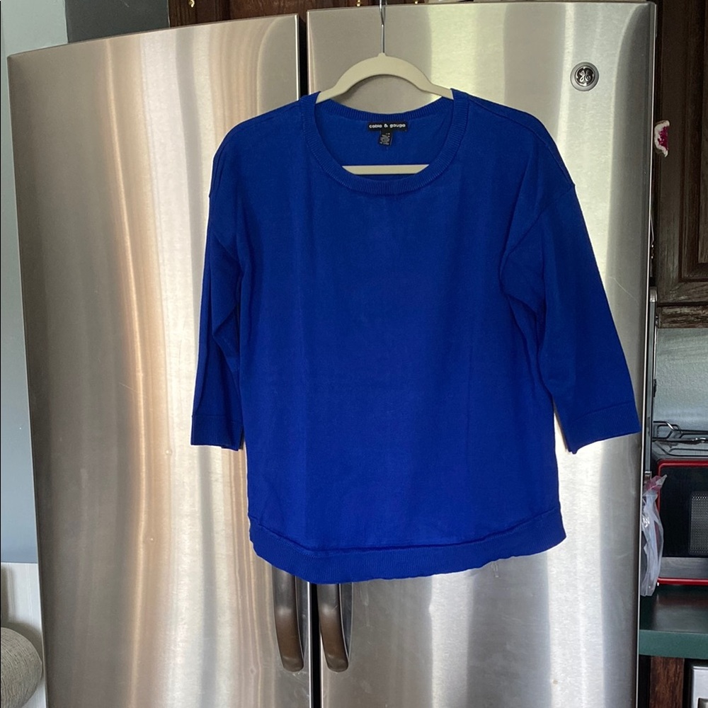 Cable & Gauge Women’s Blue Boxy Sweater with a Relaxed Fit
